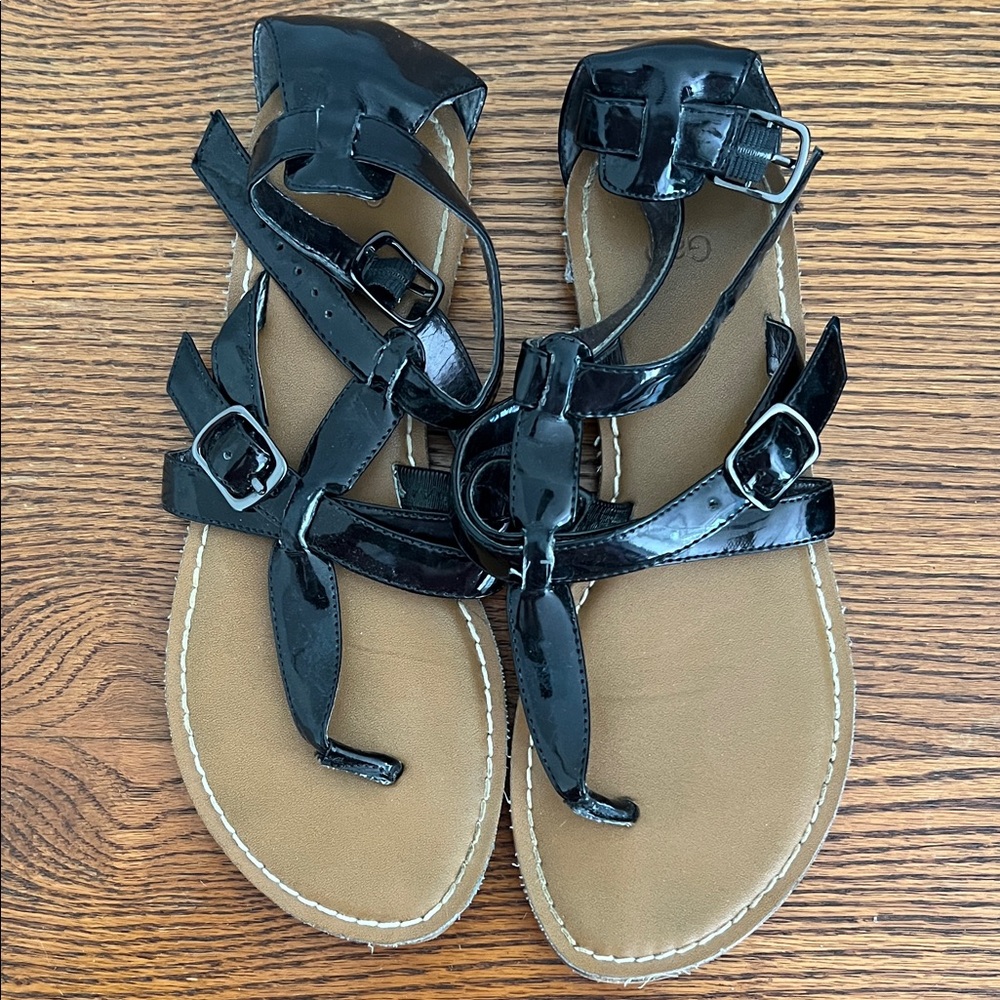 GAP Shiny Black Strappy Sandals